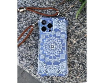 Lace Floria iPhone Case,Lanyard Necklace Phone Case,Clear Phone Case For iPhone 16 Pro Max case,iPhone 15,Adjustable Shoulder Strap iPhone