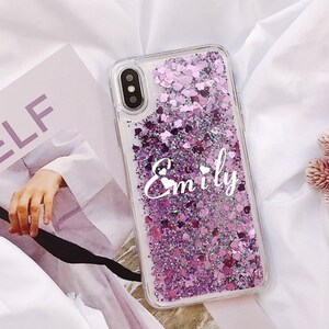 Custom Liquid Glitter Phone Case,Personalised Monogram Phone Case,Bling iPhone 17 Case,Initial Name iPhone 16 pro max,Samsung,Gifts for Her image 4