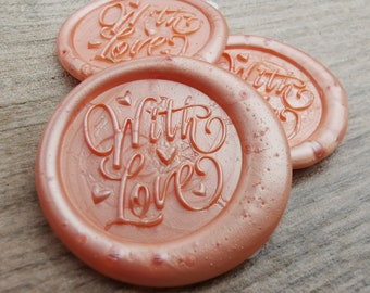 With Love - Self Adhesive Wax Seals, Wax Seal Stickers, Envelope Wax Seals, Peel and Stick Wax Seals