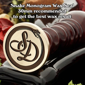 Selo de cera personalizado com monograma de cobra, gravado a laser sob encomenda