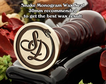 Snake Monogram Bespoke Wax Seal Stamp, Laser Engraved to Order