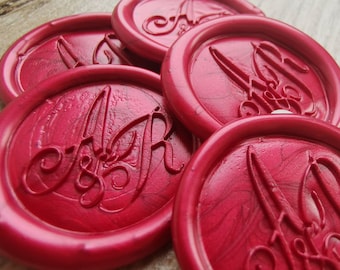 Monogram Custom Wax Seal Stickers, Self Adhesive Envelope Wax Seals, Peel and Stick Wax Seals
