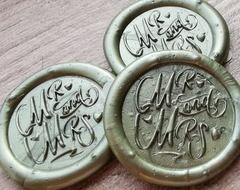 Mr and Mrs Self Adhesive Wax Seals, Wax Seal Stickers, Envelope Wax Seals, Peel and Stick Wax Seals