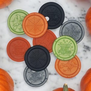 Lacres de cera autoadesivos de Halloween - Pacote com 10, adesivos de lacre de cera, lacres de cera de envelope, lacres de cera descascáveis e adesivos