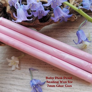 Baby Pink Glue Gun Sealing Wax Satin Pearl para pistola de pegamento de 7 mm, cera de sellado de correo flexible para sello de cera
