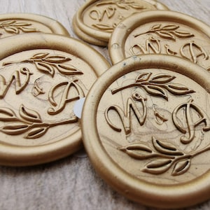 Leaf Border Initials Custom Wax Seal Stickers, Self Adhesive Envelope Wax Seals, Peel and Stick Wax Seals