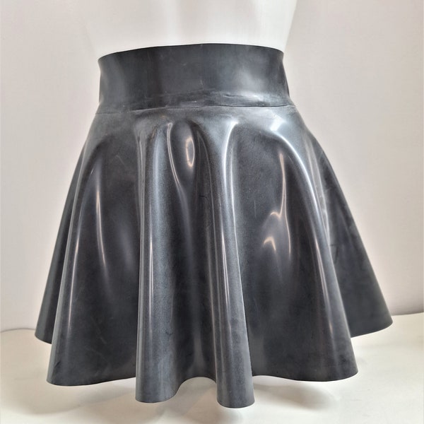 Black Latex Short Skater Skirt Circle SKirt