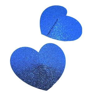 Blue Glitter Heart Nipple Pasties S,M,L Sizes