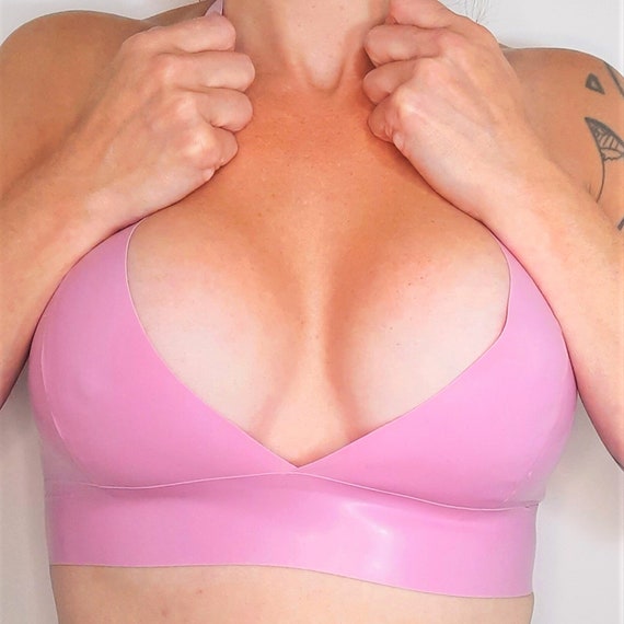 Lilac/pink Latex Bra Top Latex Halter Neck Bralette Soft Longline Bra Top  Rubber Bra -  Canada