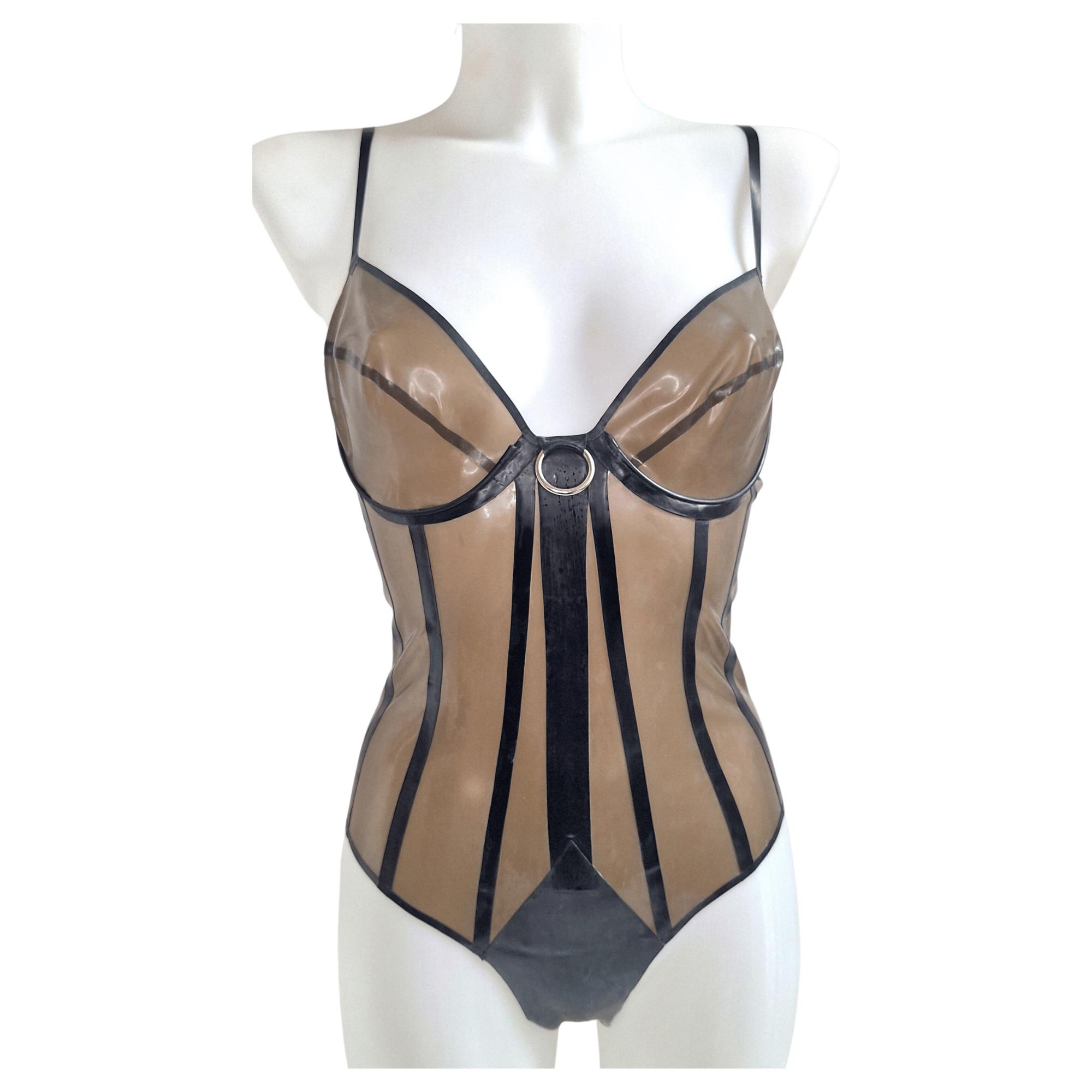 Buy Latex Wired Cup Bodysuit/leotard With Seam Detailing Online in 