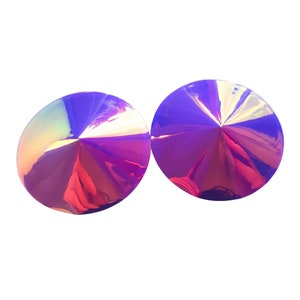 Pegatinas para pezones redondas iridiscentes de color morado, pegatinas holográficas para el cuerpo, cubrepezones