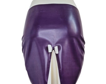 Purple & White Latex Kick Flare Pencil Skirt XS - XL