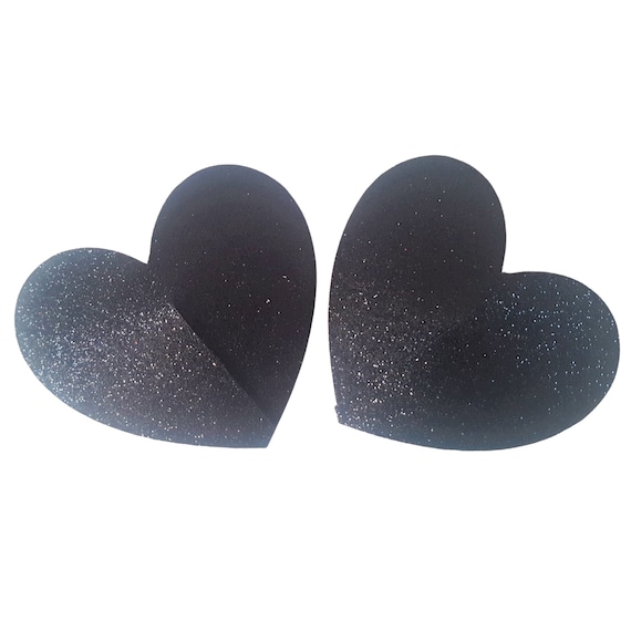 Black Glitter Heart Nipple Pasties Festival Stickers Body Stickers Nipple  Covers 
