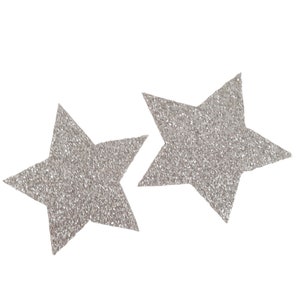 Silver Glitter Star Nipple Pasties Festival Body Stickers Nipple Covers