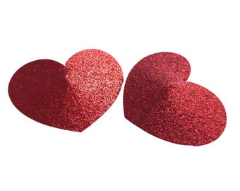 Glitter Heart Shaped Nipple Pasties - Self Adhesive
