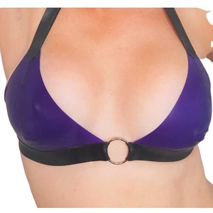 Transparent Mauve Lila Latex O Ring Bralette Soft BH Top Gummi BH