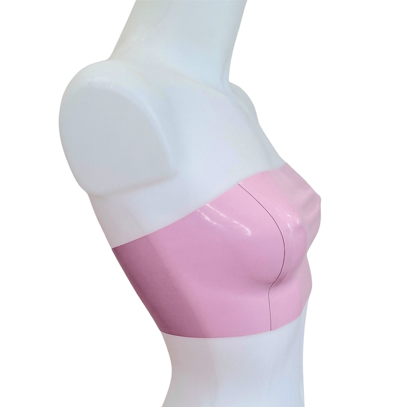 Lilac Pink Latex Bandeau, Strapless, Tube Top Crop Top side