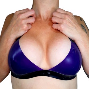 Transparent Mauve Purple Latex Bra Bikini Top Non Wired Bralette