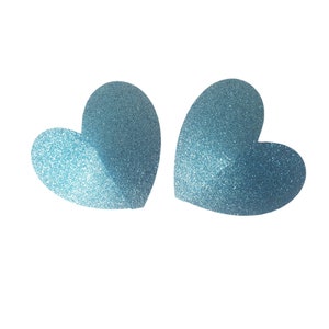 Light Blue Glitter Heart Nipple Pasties SML Nipple Covers Body Stickers