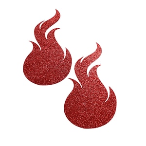 Big Red Glitter Flames 3 Nipple Pasties Hypoallergenic Back Breast Boob Sticker Pasties Festival Body Art