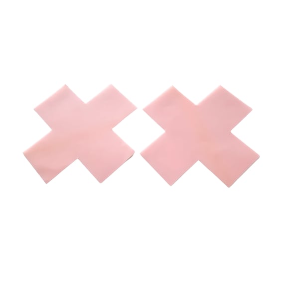 Semi Transparent Pink Latex Cross X Nipple Pasties 