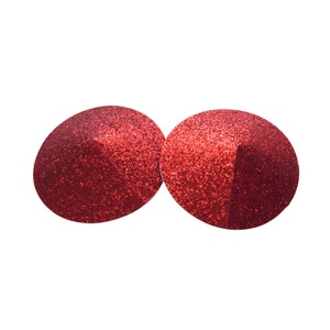 Red Glitter Round Nipple Pasties Hypoallergenic Self Adhesive Festival Stickers Body Stickers Nipple Covers