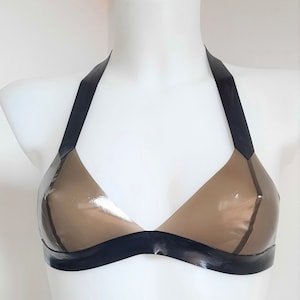 Transparenter Rauch Schwarzer Latex BH Bikini Top