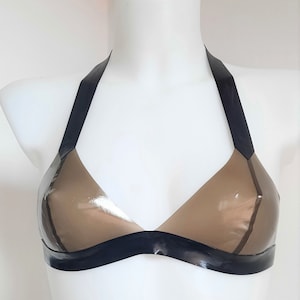 Transparent Smoke Black Latex Bra Bikini Top