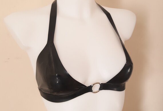 Black Latex O Ring Bralette Soft Bra Top Rubber Bra -  Canada