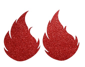 Red Glitter Flame Nipple Pasties