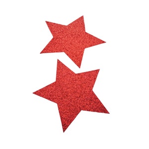 Red Glitter Star Nipple Pasties SML