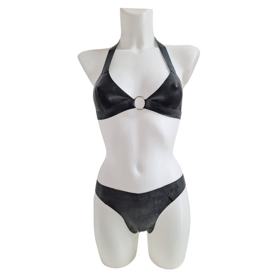 Black latex bralette clearance