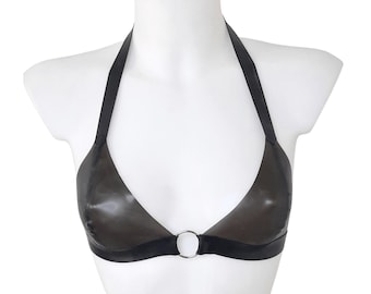 Transparent Smoke Latex O Ring Bralette