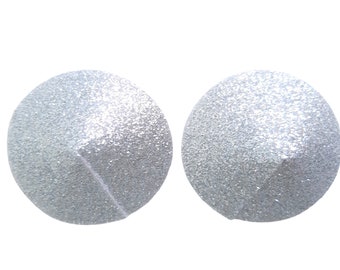 Silver Glitter Round Nipple Pasties Festival Body Stickers Sparkly Nipple Covers