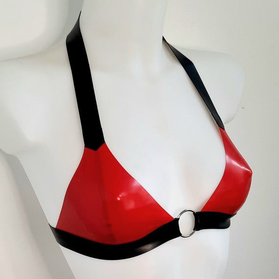 Red sales latex bralette
