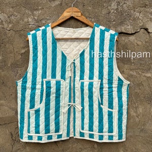 Cotton Quilted Vest: Vintage Style Sleeveless Jacket