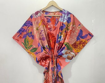 Women's Cotton Kaftan Women's Night Gown Handmade Floral Kaftan Dress Boho Maxi Women Dresses Bath Dress