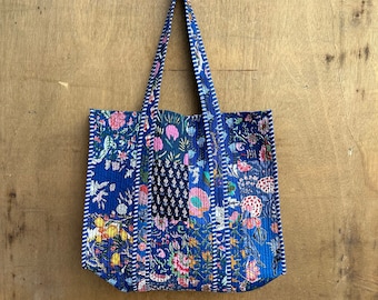 Vintage Indian Block Print Tote Einkaufstaschen, Frauen Aufbewahrungstasche, Reisetasche, Indian Quilted machen Einkaufstasche, Handtasche, Beach Wear Einkaufstasche