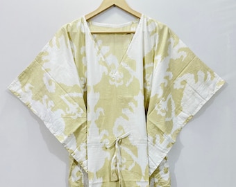 Indian Cotton Kaftan Women's Night Gown Handmade Floral Kaftan Dress Boho Maxi Women Dresses Bath Dress