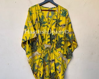 Cotton Kaftan Women's Night Gown Handmade Floral Kaftan Dress Boho Maxi Women Dresses Bath Dress