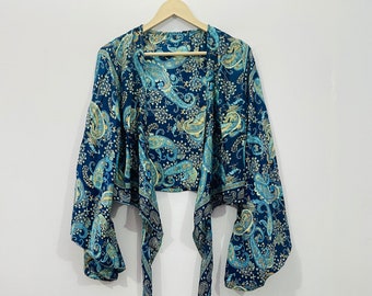 Floral Crop, Festival Top Crop, Dance Top Crop, Long Sleeve Top Crop, Bell Sleeves, Tie Front Crop Top, Hippie Top Crop,