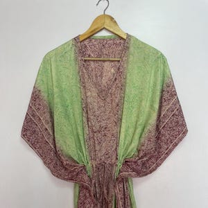 Indian Pure Silk Kaftan, Women Fashion Wear Kaftan Dress, Long Silk Maxi, Bohemian Silk Caftan, Handmade V_Neck Silk Dressing S_33