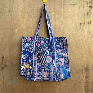 Vintage Indian Block Print Tote Einkaufstaschen, Frauen Aufbewahrungstasche, Reisetasche, Indian Quilted machen Einkaufstasche, Handtasche, Beach Wear Einkaufstasche