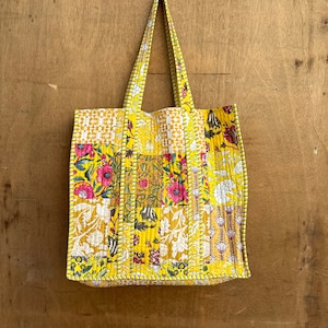 cotton patch work tote bag reversible bag quilted shopping bag hand made kantha tots women totes