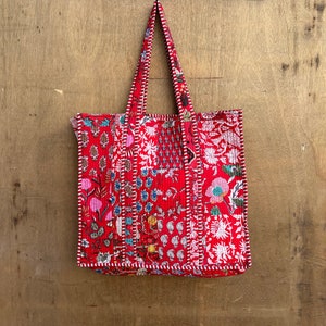 Quilted Cotton patch work Reversible Large multicolor patch Tote Bag Eco friendly Sustainable Sturdy Grocery Shopping Handmade Boho bag