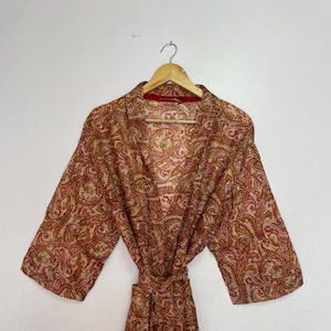 Vintage Silk Sari Kimono Robe: Patchwork Beach Cover Up