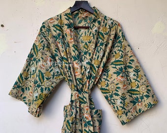 Accappatoi in cotone, Kimono indiano in cotone, Accappatoio, Accappatoio, Kimono donna, Kimono uomo, Accappatoio kimono, Accappatoi floreali, Abito pigiameria, Kimono Boho