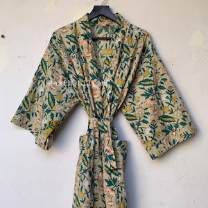 Women Kimono, Cotton Robe, Block Print, Comfortable Nightwear Dress, Bridesmaid Robe, Dressing Gown, Beachwear, Handmade Robe, Gift for her
