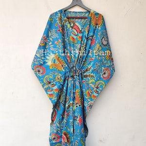 Indian Cotton Kaftan: Boho Floral Maxi Dress