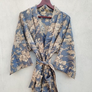 Cotton Kimono Robes for Women Indian Dressing Gown Unisex print Beach Cover ups Bridesmaid Gifts